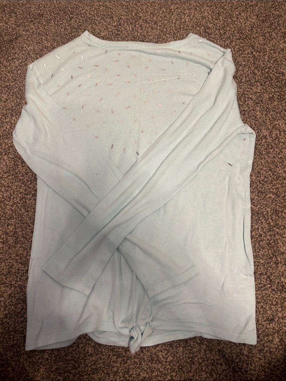 Cat & Jack Light Blue Off-the-Shoulder Knit Sweater with Front Tie